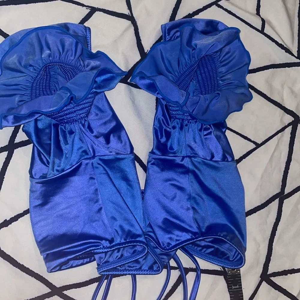 Frankies Bikinis Women's Blue Tankini-Tops Size M NWOT in Rain 🇺🇸